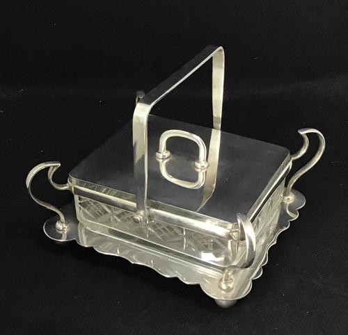 Late Victorian Silver Plated and Glass Sardine Dish. (1 of 5) Late Victorian Silver Plated and Glass Sardine Dish. (1 of 5)