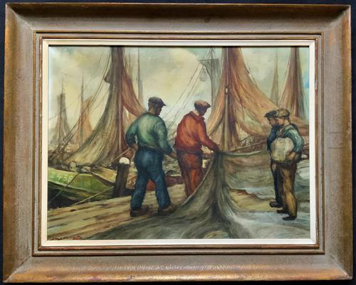 Cornish School - Large early 1900s Oil Painting of Fishermen Pulling in the Nets (1 of 14) Cornish School - Large early 1900s Oil Painting of Fishermen Pulling in the Nets (1 of 14)