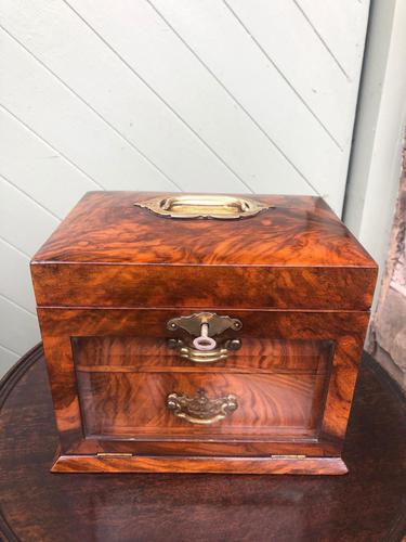 Antique Burr Walnut Ladies Jewellery Box (1 of 9)