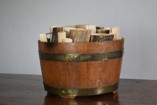 Coopered Oak Log Bin with Brass Banding (1 of 10)