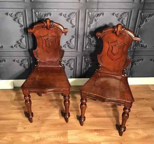 Pair of Victorian Mahogany Hall Chairs 318 (1 of 14)