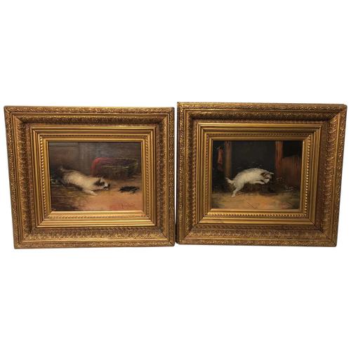 Pair of Victorian 19th Century Oil Paintings Terrier Dogs Ratting Signed J Langlois (1 of 35) Pair of Victorian 19th Century Oil Paintings Terrier Dogs Ratting Signed J Langlois (1 of 35)