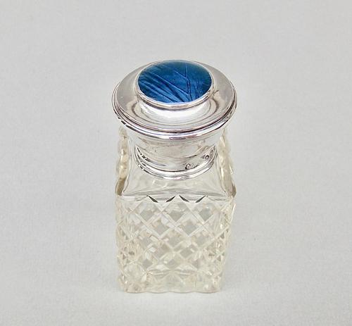 George V Silver & "Butterfly Wing" Glass Scent Bottle by G. W. Aldridge, Birmingham 1924 (1 of 8)