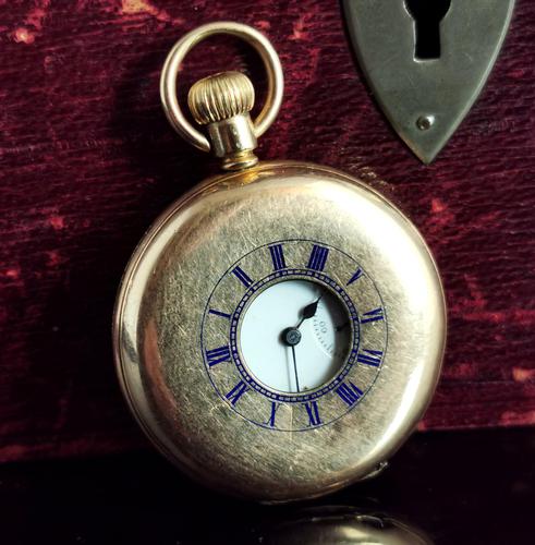 Antique Half Hunter Pocket Watch, Gold Plated, Waltham (1 of 11)