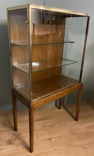 Brass Glazed Shop Display Cabinet on Wooden Stand with Drawer (1 of 13)