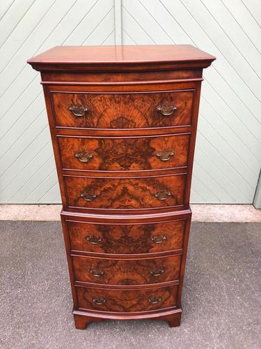 Antique Slim Burr Walnut Chest on Chest (1 of 8) Antique Slim Burr Walnut Chest on Chest (1 of 8)