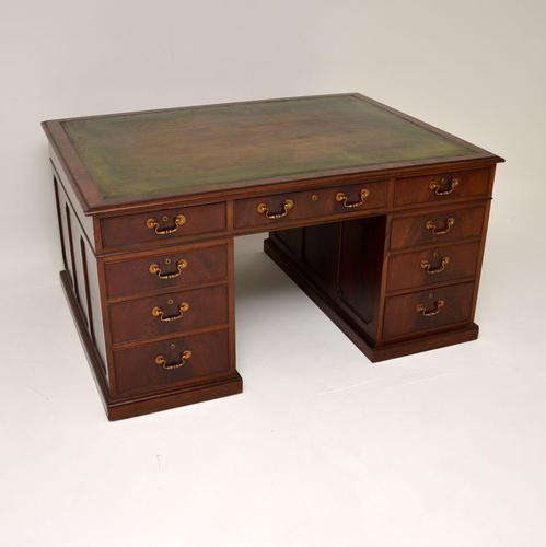 Antique Mahogany Leather Top Partners Desk (1 of 12) Antique Mahogany Leather Top Partners Desk (1 of 12)