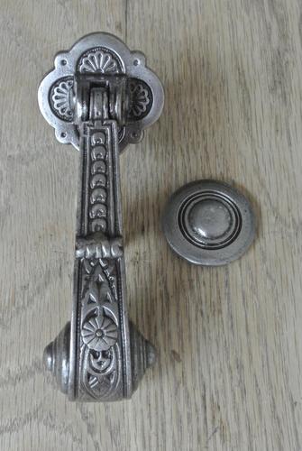 Genuine Victorian Aesthetic Movement  Cast Iron Door Knocker Registered Number for 1887 (1 of 7)