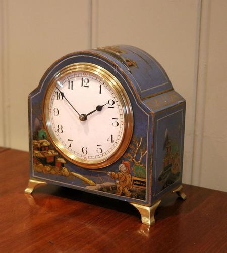 Small Blue Chinoiserie Mantel Clock (1 of 9)