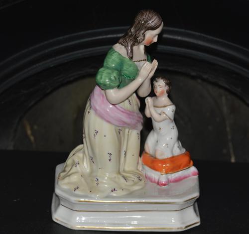 19th Century Staffordshire Figure of a Mother Praying with her Child (1 of 5)