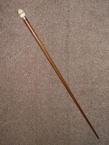 Edwardian 1904 Hallmarked Silver Oak Wood Walking Cane W/Teardrop Handle 'Valet' (1 of 14)