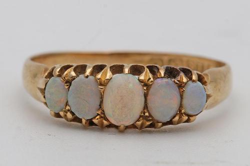 Edwardian 1905, 18ct Gold Opal Five-stone Ring (1 of 3) Edwardian 1905, 18ct Gold Opal Five-stone Ring (1 of 3)