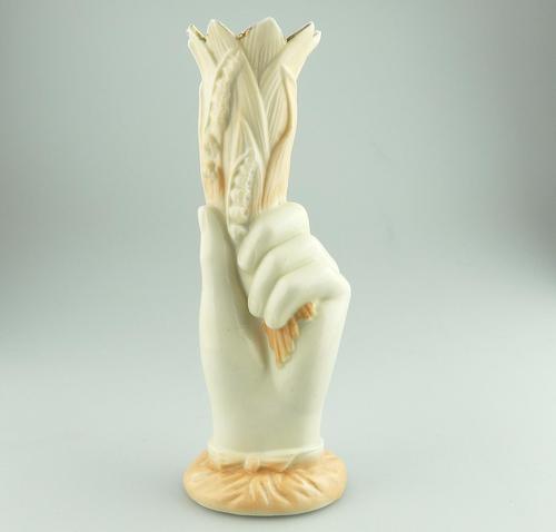 A Continental Porcelain / Parian Novelty Hand Painted Hand Vase 3 C.19thc (1 of 6)