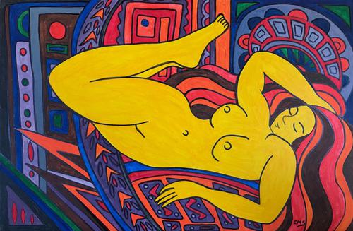 Original gouache painting 'Reclining nude' by Irene Stocks c.1985. Mounted (1 of 1) Original gouache painting 'Reclining nude' by Irene Stocks c.1985. Mounted (1 of 1)