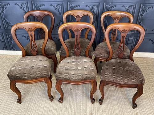 Set of Six Victorian Walnut Dining Chairs (1 of 9)