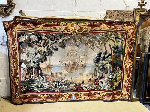 Very Large Tapestry Showing Columbus Discovering America (1 of 10)