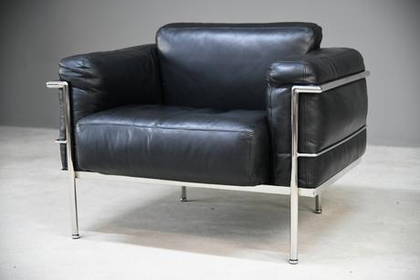 LC1 Black Leather & Chrome Armchair (1 of 13)