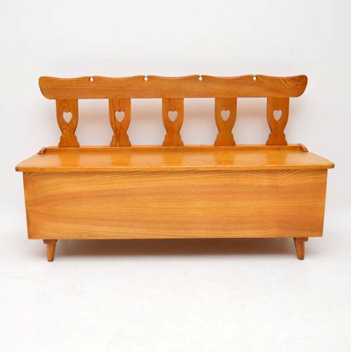 Vintage Solid Elm Alpine Storage Bench (1 of 8) Vintage Solid Elm Alpine Storage Bench (1 of 8)