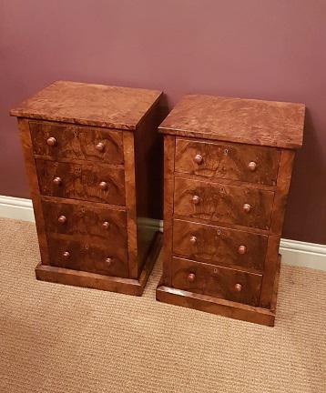 Superb Pair of Antique Burr Walnut Bedside Chests (1 of 6)