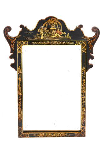 Chinoiserie Decorated Small Wall Mirror c.1920 (1 of 2)