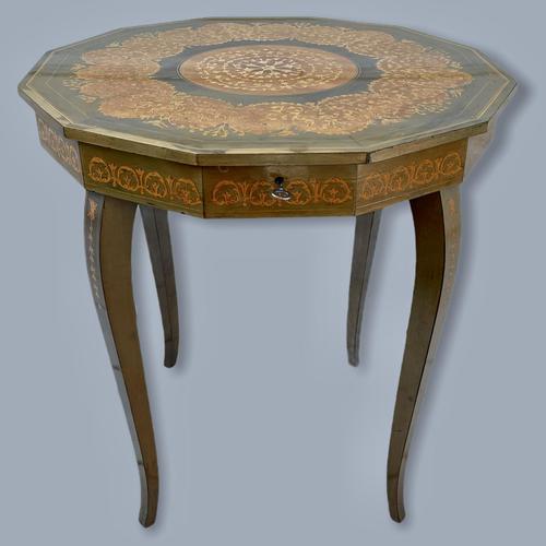 Italian Dodecagon Marquetry Musical Side Table (1 of 8)