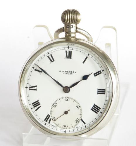 Silver J W Benson Pocket Watch 1930 (1 of 5) Silver J W Benson Pocket Watch 1930 (1 of 5)