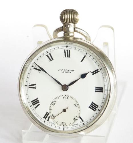 Silver J W Benson Pocket Watch 1930 (1 of 5)