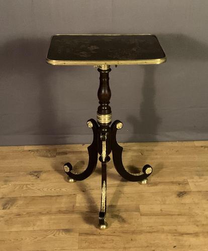 Stunning Regency Period Chinoiserie Ebonized Wine Table or Pole Screen (1 of 9) Stunning Regency Period Chinoiserie Ebonized Wine Table or Pole Screen (1 of 9)