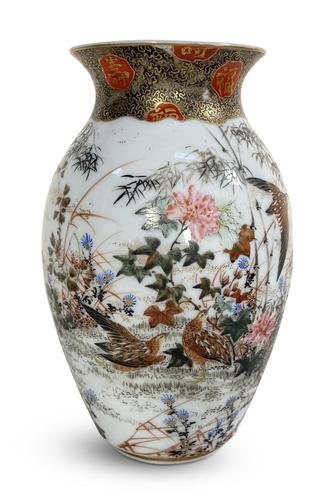 Meiji Period Kutani Vase Decorated with Water Birds (1 of 5)