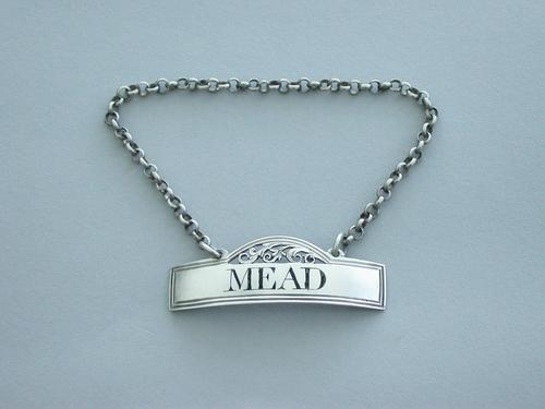 Rare George III Silver Wine Label 'Mead' (1 of 9) Rare George III Silver Wine Label 'Mead' (1 of 9)