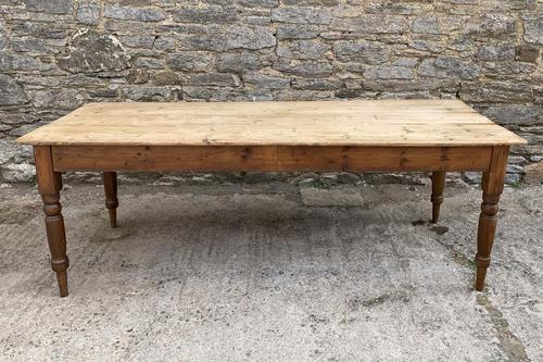 Large Antique Pine Farmhouse Table on Turned Legs (1 of 19)