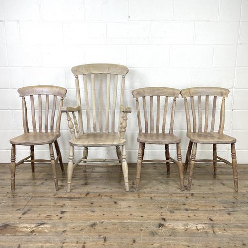 Set of Four Slat Back Antique Kitchen Chairs (1 of 10) Set of Four Slat Back Antique Kitchen Chairs (1 of 10)