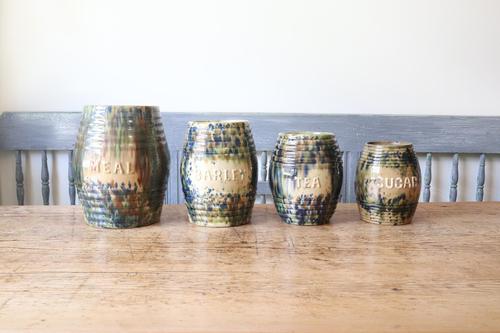 Scottish Pottery Slipware Barrel Storage Jars x4 (1 of 35) Scottish Pottery Slipware Barrel Storage Jars x4 (1 of 35)
