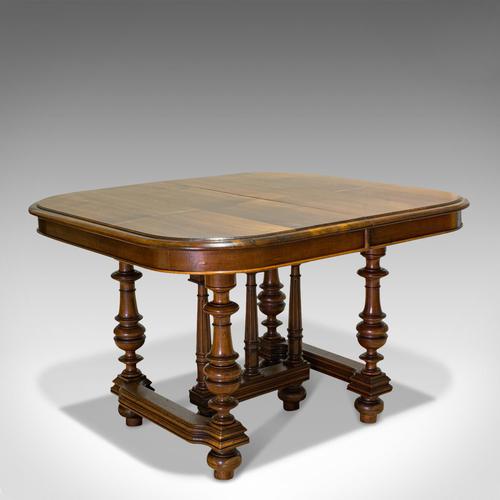 Large Antique Extending Dining Table, French, Walnut, Seats 4-10 c.1900 (1 of 12)