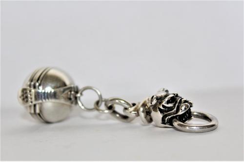 Interesting & Unusual Silver Fob with a Dogs Head & Ball That Opens (1 of 5)