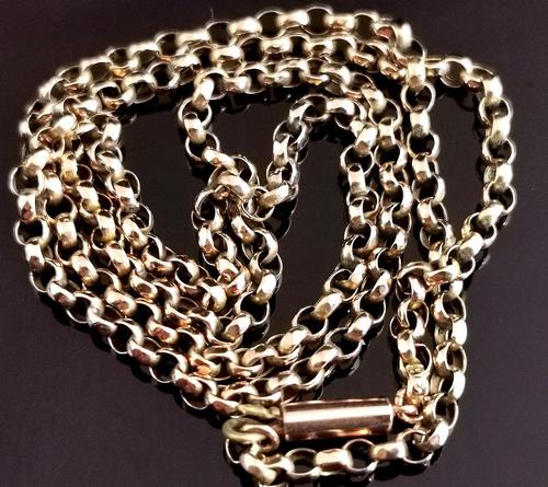 Antique 9ct Gold Belcher Link Chain Necklace, Edwardian (1 of 9) Antique 9ct Gold Belcher Link Chain Necklace, Edwardian (1 of 9)