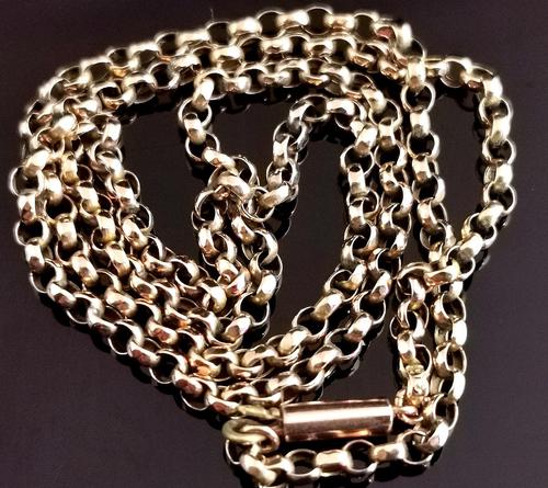 Antique 9ct Gold Belcher Link Chain Necklace, Edwardian (1 of 9)