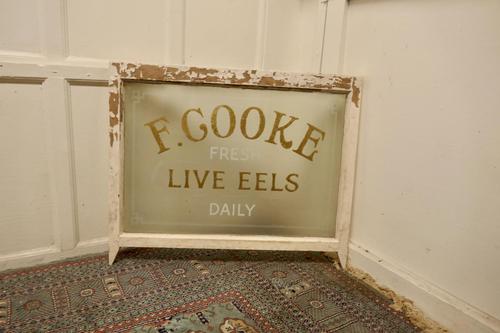 Live Eel & Pie Shop Window, Etched Glass Advertising Sign (1 of 6) Live Eel & Pie Shop Window, Etched Glass Advertising Sign (1 of 6)