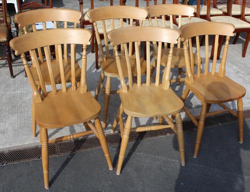 1960's Set 6 Beech Kitchen Chairs (1 of 3)