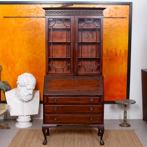 Secretaire Bureau Bookcase Astragal Glazed Mahogany Library Cabinet Edwardian (1 of 14)