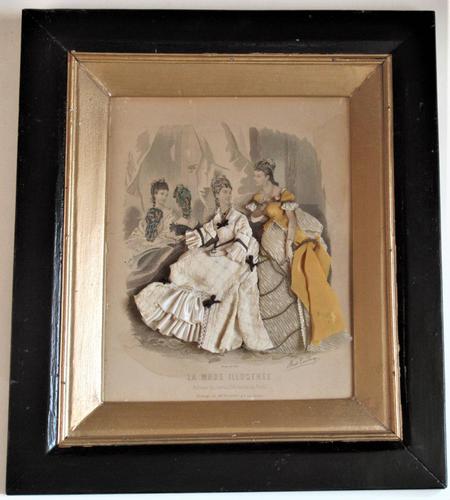 Antique Victorian 3-D Fashion Picture in Original Frame c1875 (1 of 12)