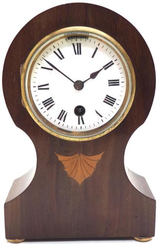 Fine Mahogany Edwardian Lancet Clock Burr Walnut Inlay Timepiece Mantel Clock (1 of 9)