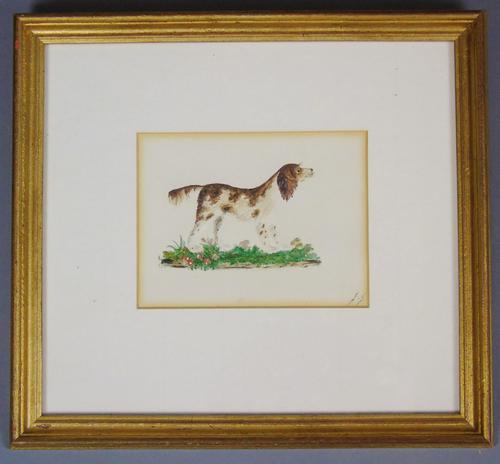 Charming Antique Watercolour of Spaniel Embossed (1 of 4) Charming Antique Watercolour of Spaniel Embossed (1 of 4)