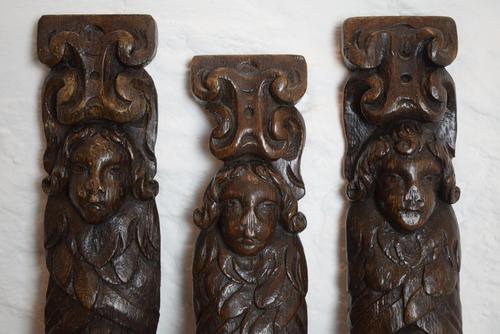 Antique Early Oak Furniture Mount Decorative Carvings (1 of 10)