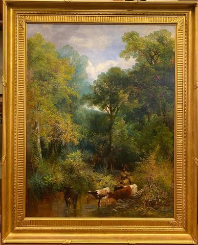 “Cattle Watering” – Large Oil on Canvas by William Widgery (1 of 4)