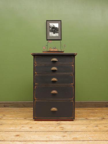 Vintage Industrial Black Painted Chest of Drawers, Office or Workshop Chest (1 of 12)