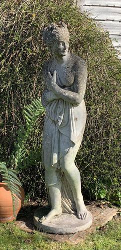 Weathered Patinated Garden Statue the Bath of Venus (1 of 6)