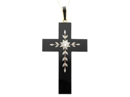 Black Onyx, Diamond, Yellow Gold Cross Pendant (1 of 9) Black Onyx, Diamond, Yellow Gold Cross Pendant (1 of 9)