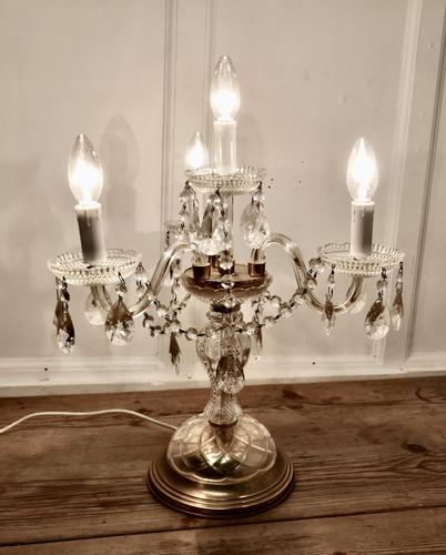 French Brass and Crystal Chandelier Table Lamp, Girandole (1 of 5) French Brass and Crystal Chandelier Table Lamp, Girandole (1 of 5)