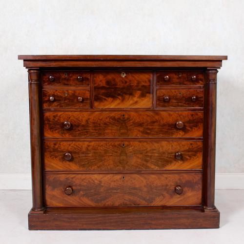 Scotch Chest of Drawers Flamed Mahogany 19th Century (1 of 11)